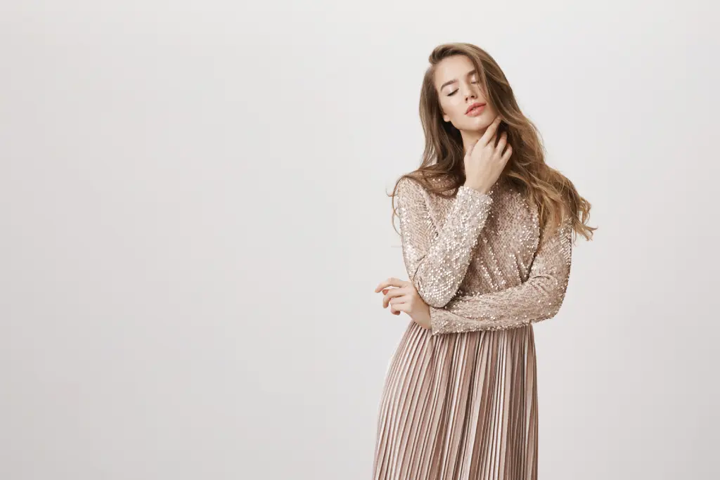 Long-Sleeve Sequin Midi with Belt