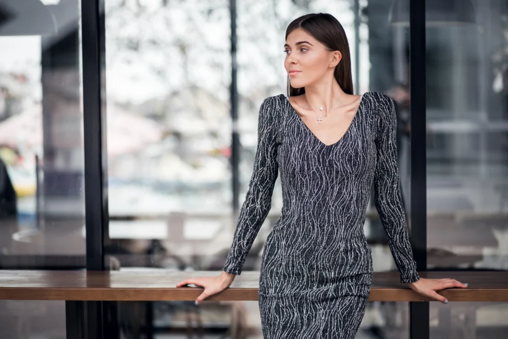 Long Sleeve Mesh Sequin Dress